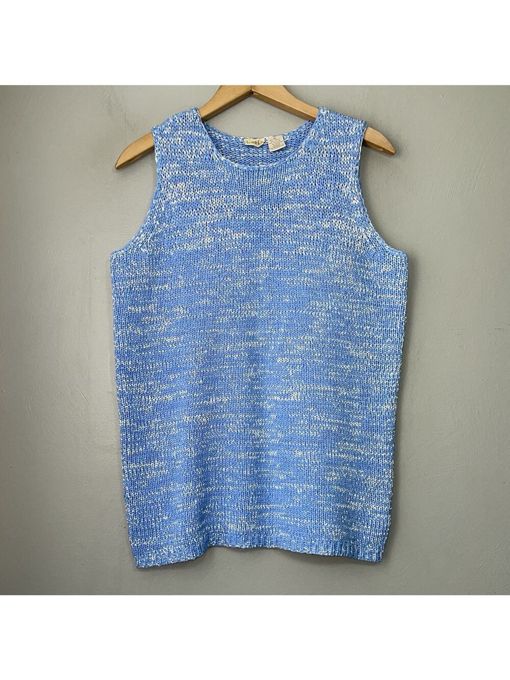 Linden Hill Sleeveless Sweater Knit Size XL Blue Tank Vest Preppy Coastal Chic